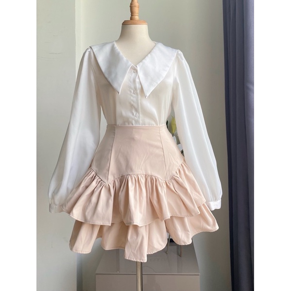 SUNDEI Chân váy xoè ngắn hai tầng Blooming Skirt