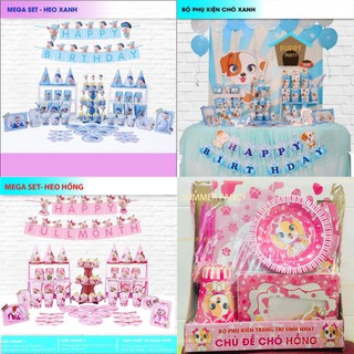 Set trang trí Heo, Chó, Chuột sinh nhật bé trai Bộ phụ kiện chủ đề tuổi tuất hợi tý mega - Happy birthday Dogs year
