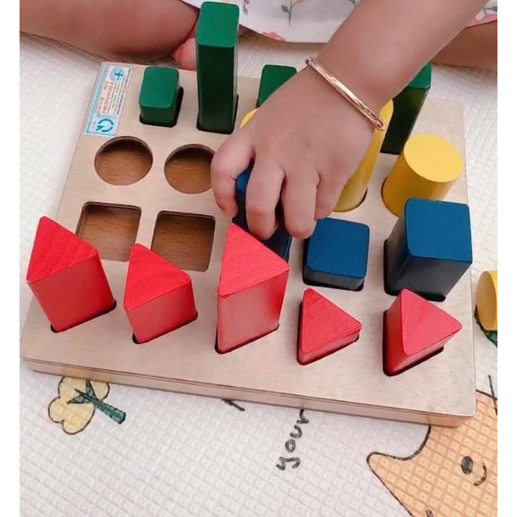 Bộ Đồ Chơi Hình Học Cao Thấp Montessori Giúp Bé Phát Triển Trí Tuệ