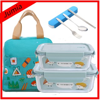 [Combo 2 Hộp ] Hộp cơm văn phòng  Hộp cơm chia ngănTặng kèm túi đựng cơm và thìa đũa