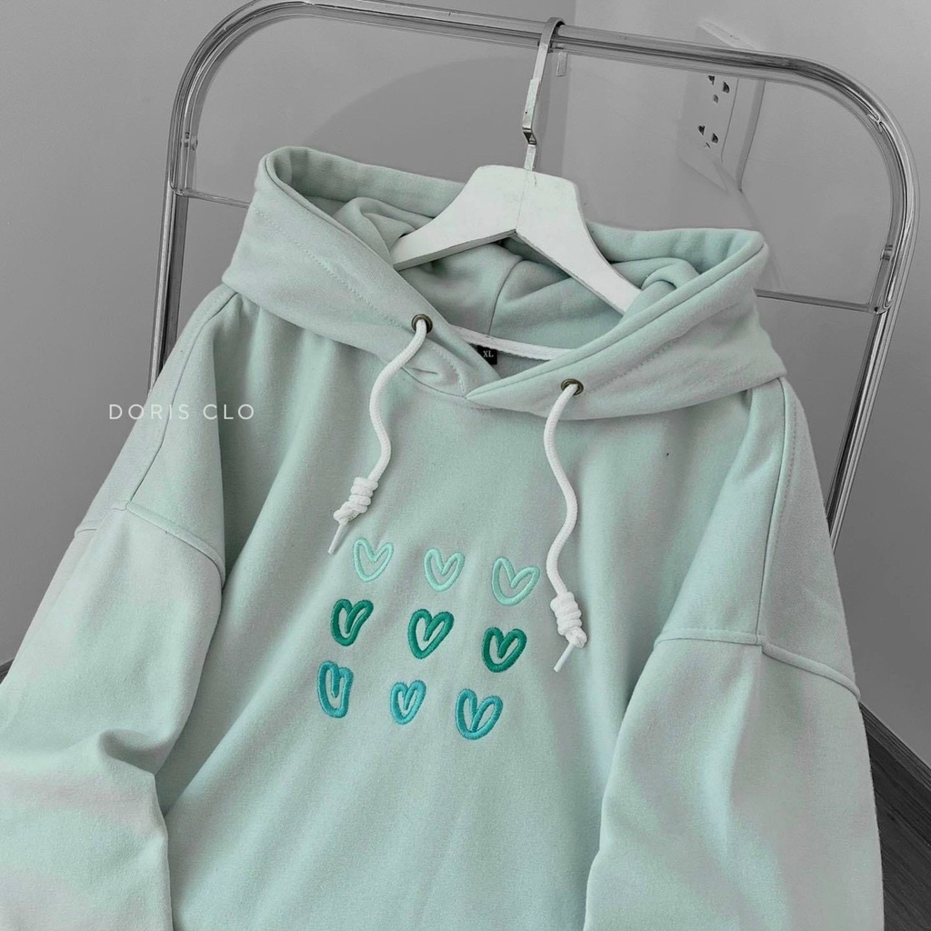 Áo khoác hoodie hình thêu, nón 2 lớp