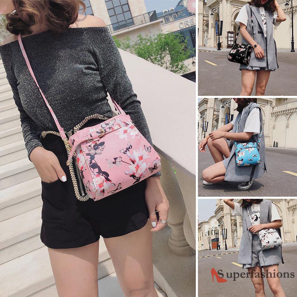 【Hot Sale】4pcs/set Shoulder Bags Clutch Women PU Leather Messenger Flower Print Bags