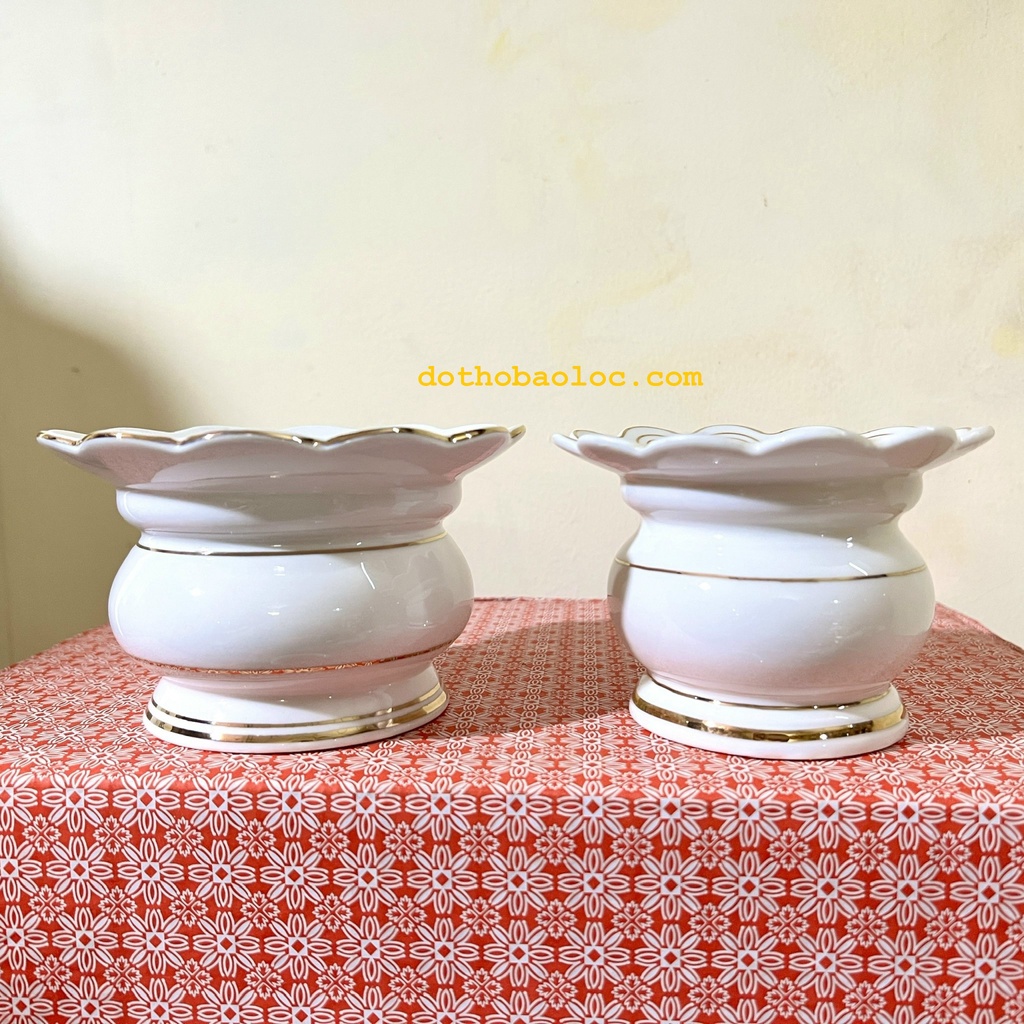 Bát nhang chắn tàn sứ họa tiết đá hoa cương 4 cỡ - Đá hoa cương màu Trắng