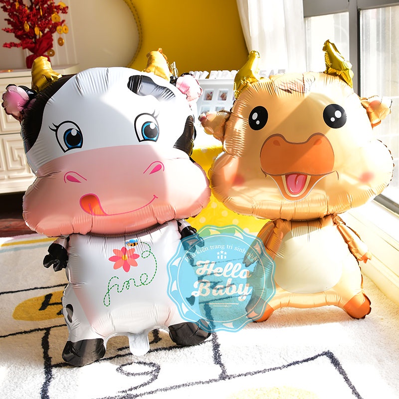 Bóng hình Trâu Vàng - Bò Sữa trang trí sinh nhật cho bé