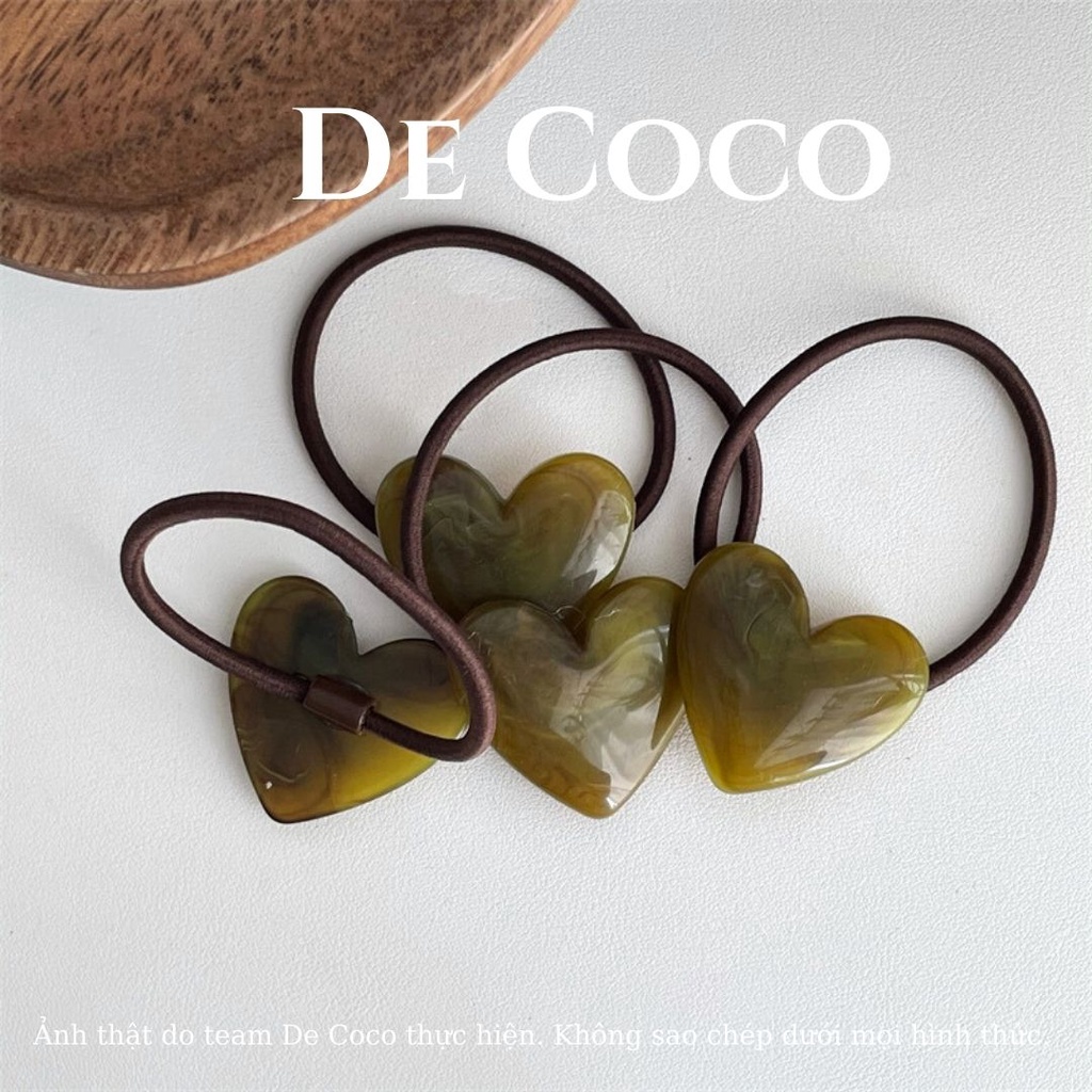 Dây buộc tóc, Chun buộc tóc mặt trái tim vân đá De Cocodecoco.accessories