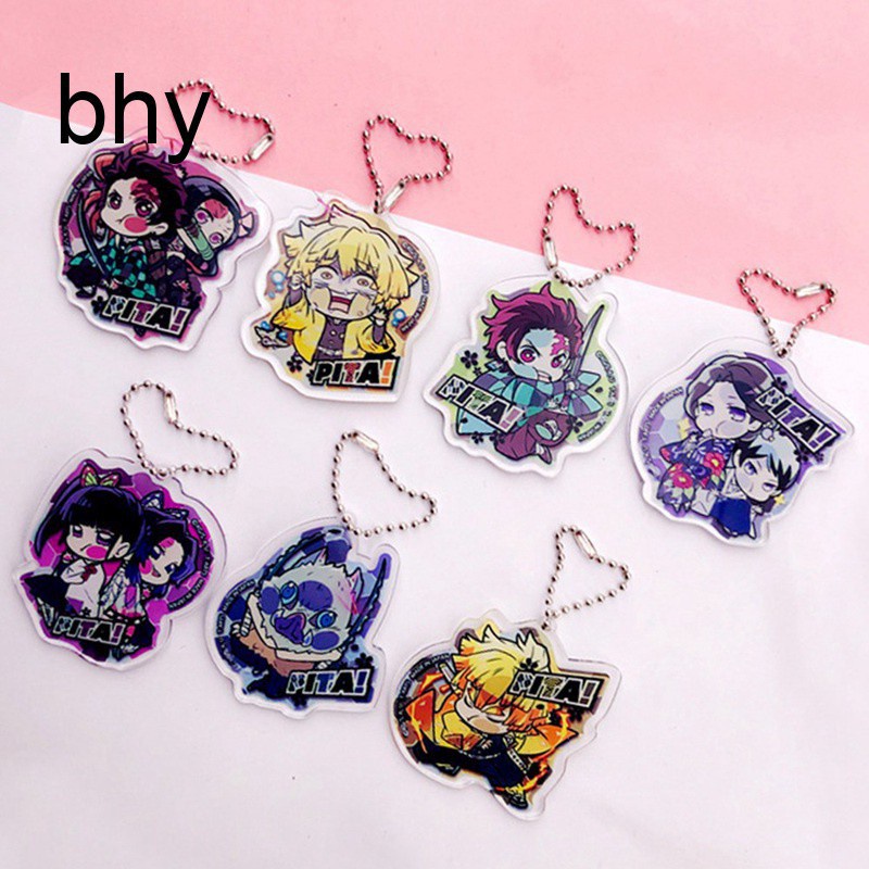 Móc chìa khóa mặt hình anime bằng acrylic thời trang