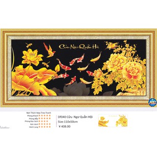 Tranh Đính Đá ABC 3D Cửu Ngư Quần Hội DF040 (KHÁCH TỰ ĐÍNH) KT:110X50CM