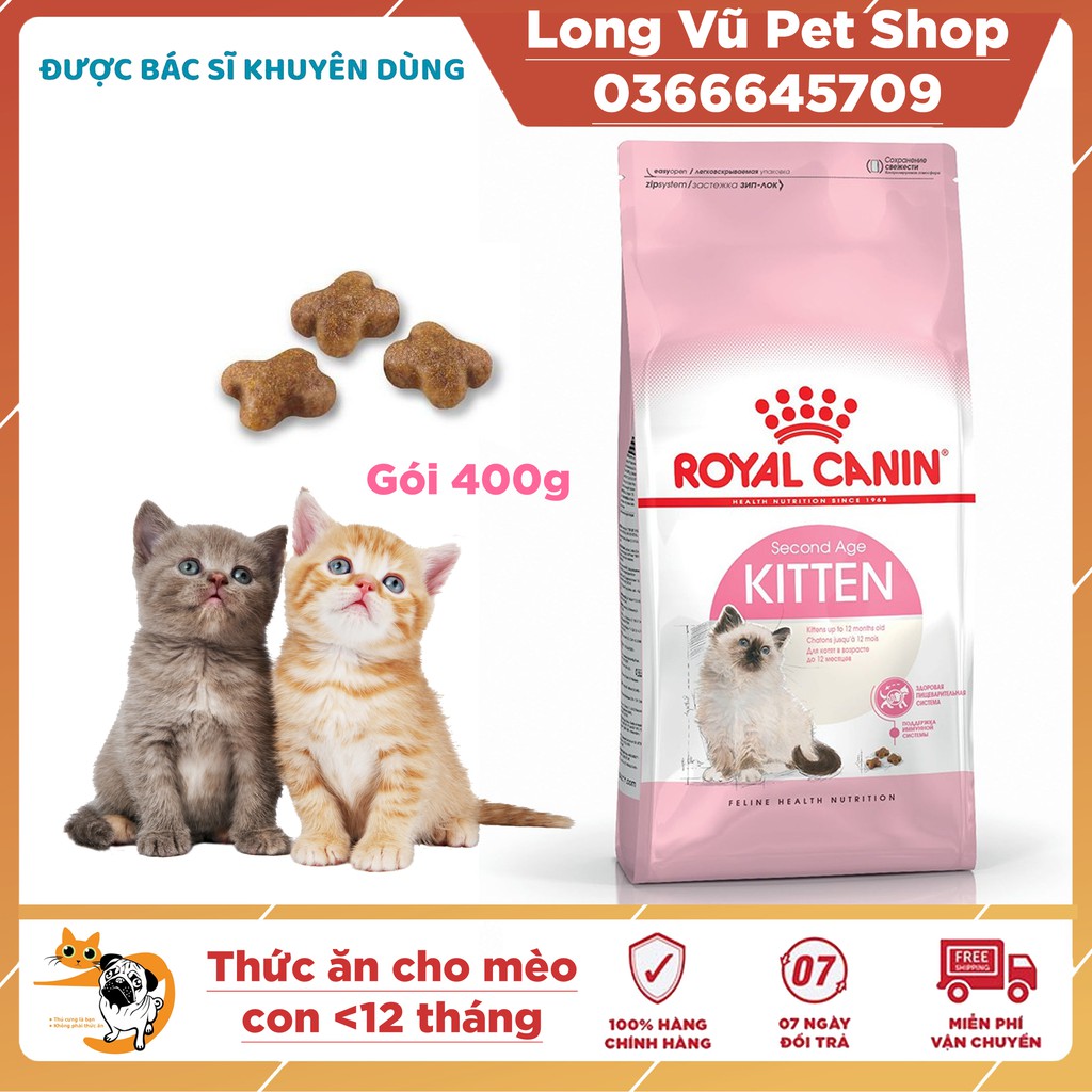 Thức ăn cho mèo con từ 4 đến 12 tháng tuổi Royal Canin Kitten túi 400g