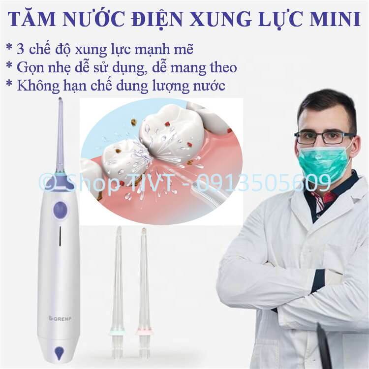 Máy tăm nước nhỏ gọn, cơ động, 3 chế độ xung lực mạnh mẽ, không phải đổ nước, tăm nước có động cơ, pin sạc bền bỉ-TIVT