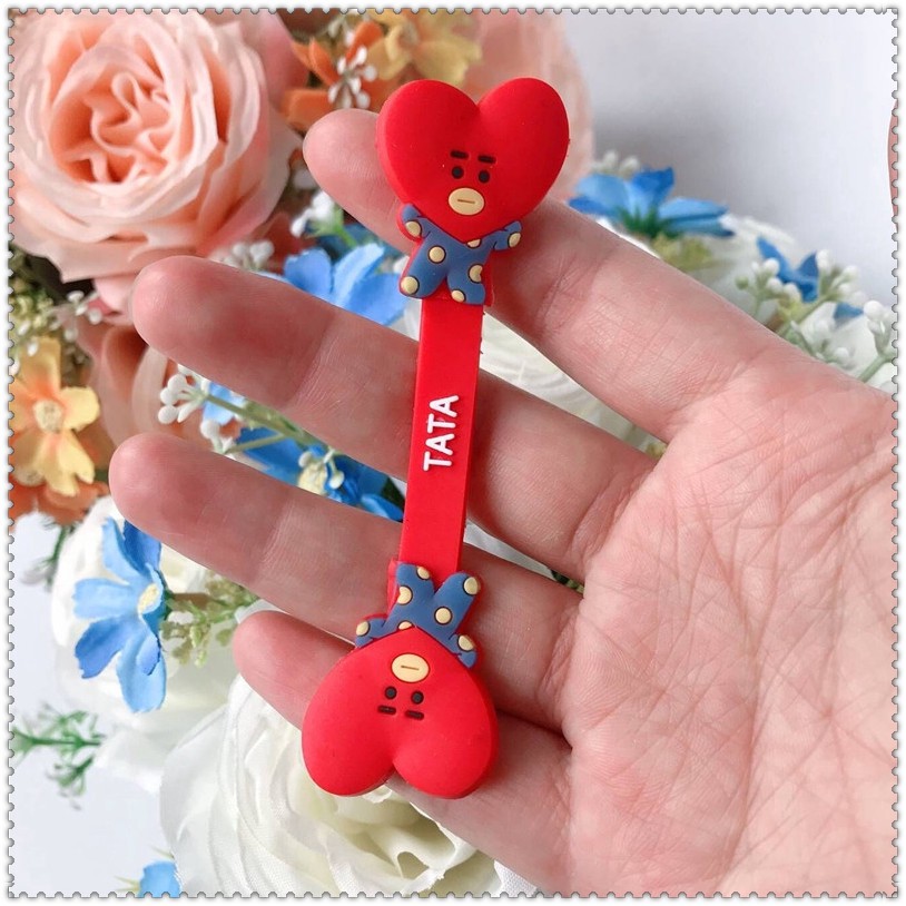 ◐ Cuộn Dây Cáp chimmy / cooky / tata / koya / rj / Xoài / shooky - kpop ◑ 1 Dụng Cụ Quấn Dây Cáp Bằng Silicon Họa Tiết Hoạt Hình Dễ Thương Tiện Dụng