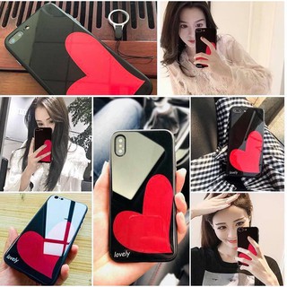 Ốp Cường Lực Tim Đỏ Đen ip6,6s,6plus,6splus,7,7plus,8,8plus,X