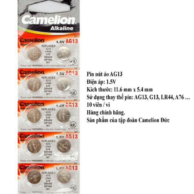 Vỉ 2 Viên Pin Cúc Áo AG13 TIANQIU LR44H 1.5V