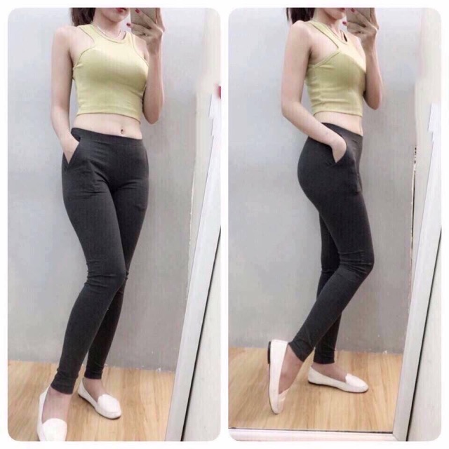 Quần legging 2 túi sâu thun dày dặn form đẹp co dãn thoải mái | BigBuy360 - bigbuy360.vn
