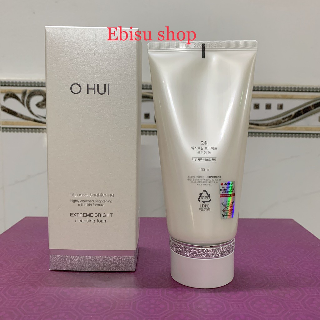 Tuýp sữa mặt Ohui Exteme Bright Foam 160ml fullsize (hàng chính hãng 100%)