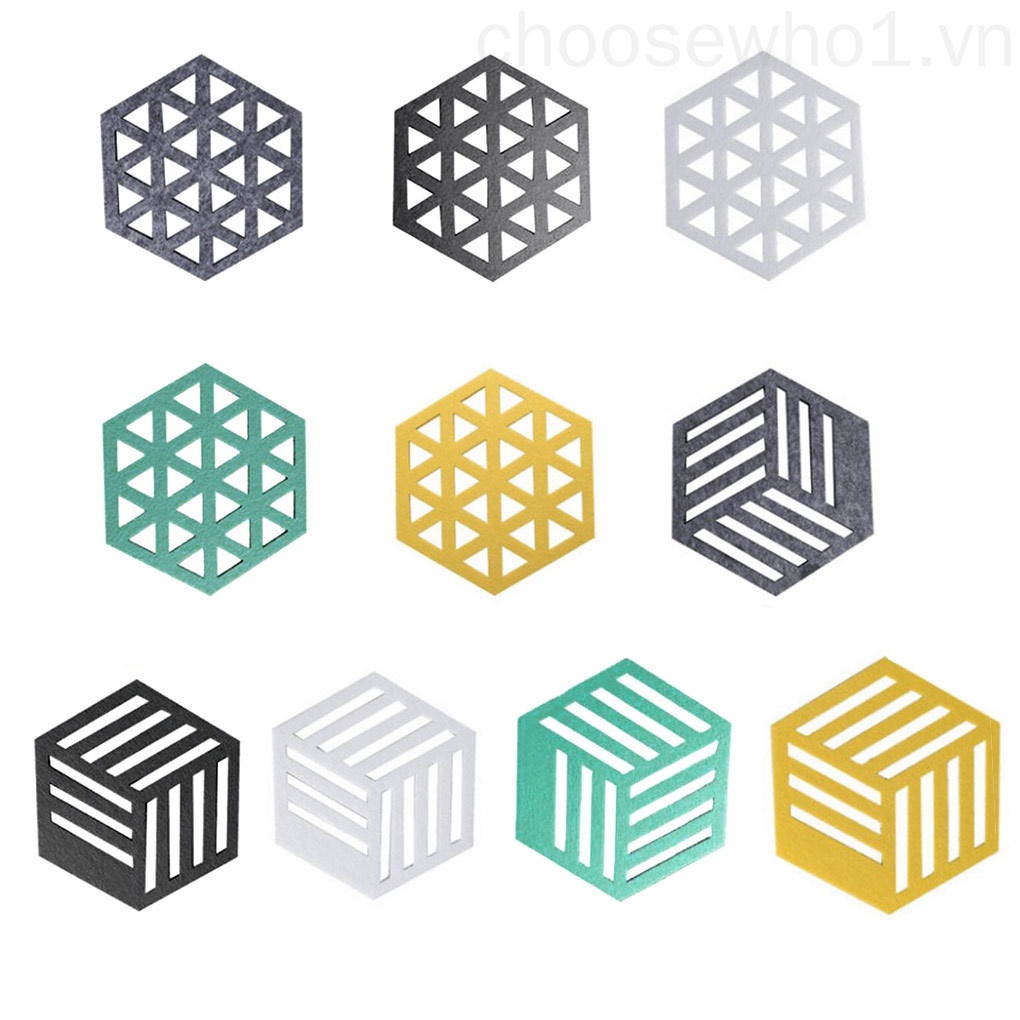 Tấm lót ly hình tam giác bằng vải nỉ thấm hút tốt tiện dụng cho gia đình