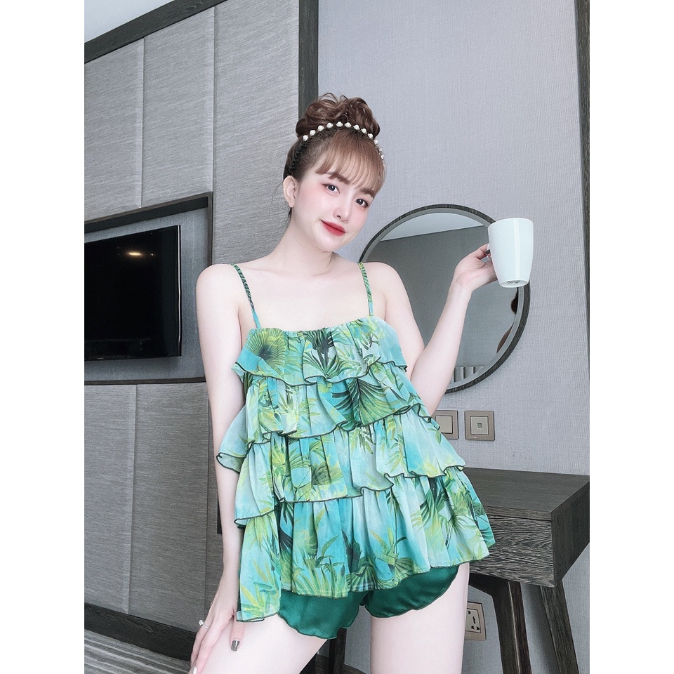 Bộ Đồ Ngủ Nữ SOJUN Vải Chiffon 4 Tầng Dưới 65Kg