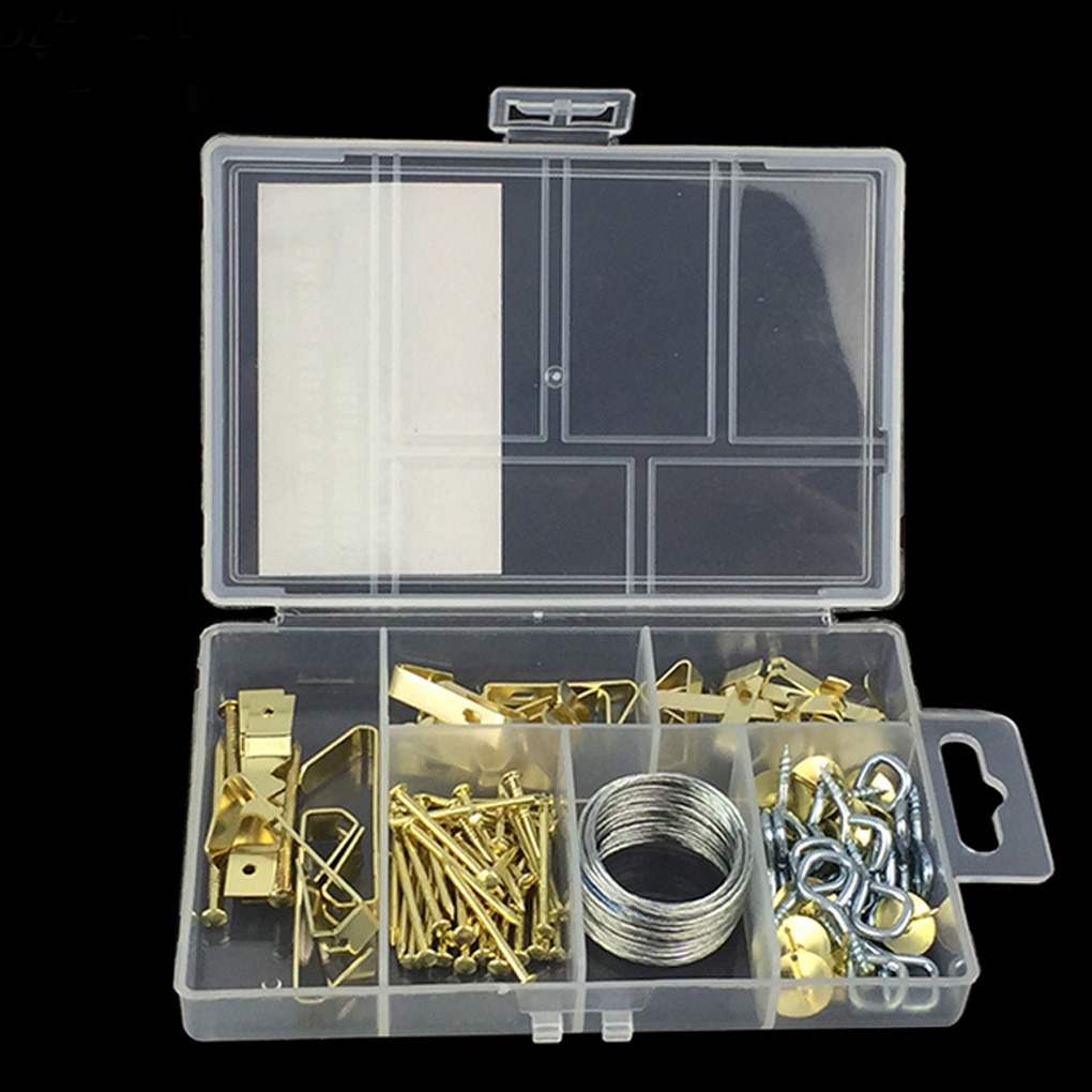 [Coco] 100pcs Picture Hanging Kit Wooden Frame Wall Mounting Hooks Nails Picture Hanging Wire Kit