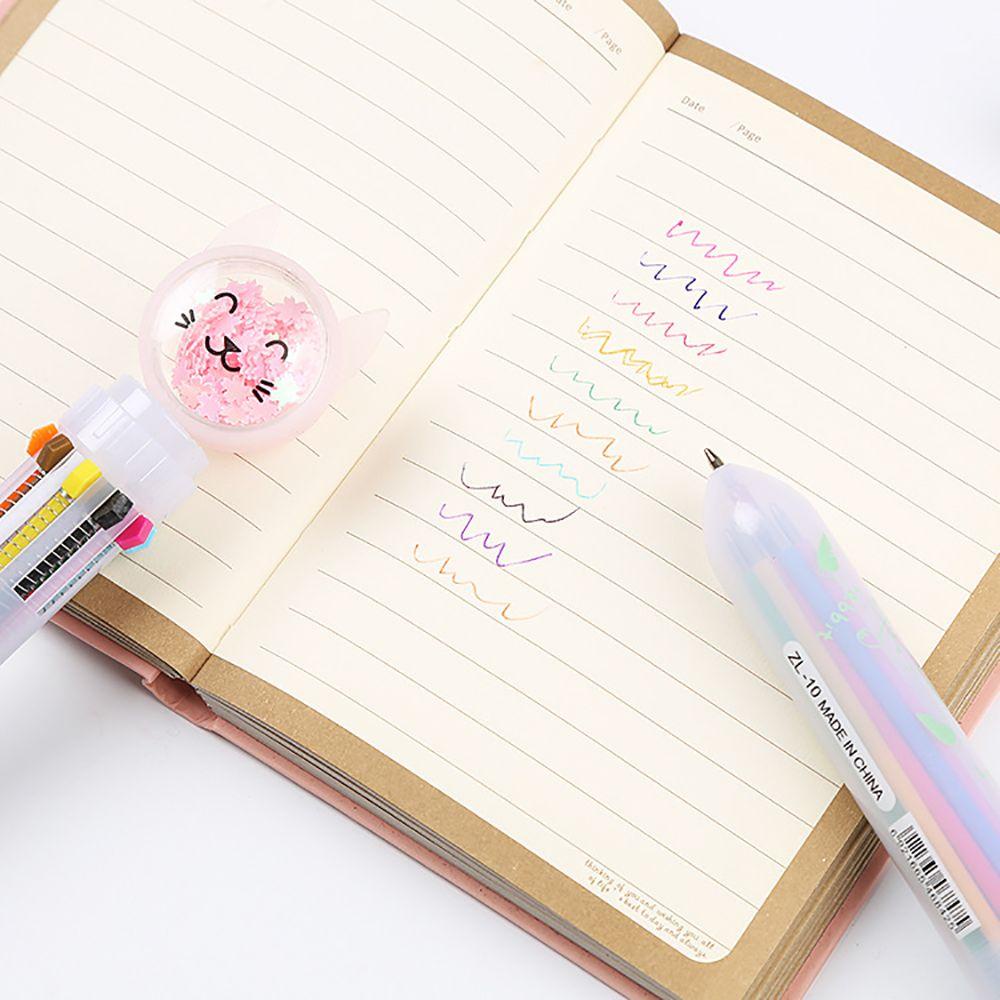 Bút Bi ZAIJIE24 10 Màu Hình Mèo / Thỏ Hoạt Hình Đính Kim Sa Lấp Lánh