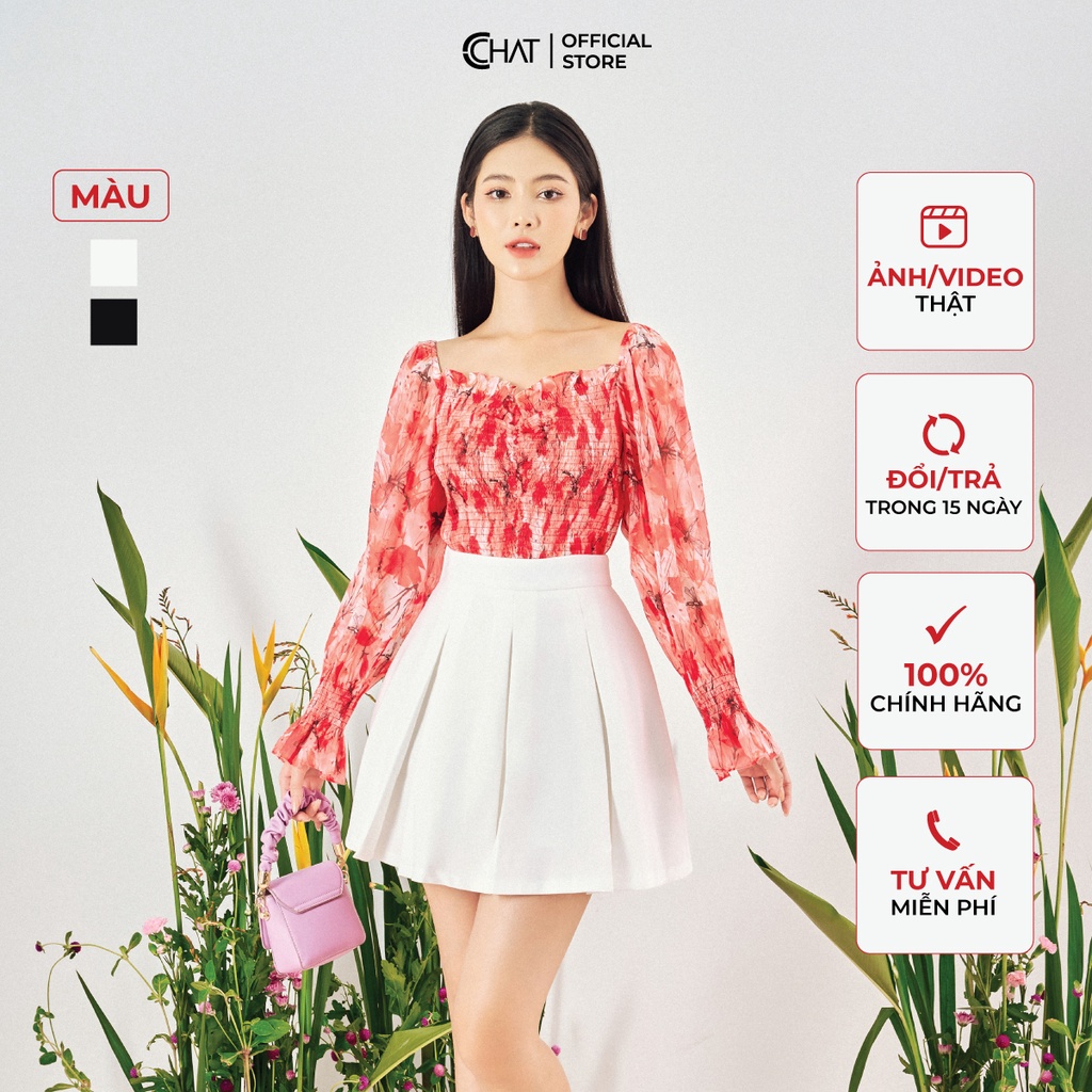 Chân Váy 𝐂𝐂𝐇𝐀𝐓 Xếp Ly Ngắn Chất Tuytsi Cao Cấp Phong Cách Trẻ Trung Năng Động 92CNS2002YT