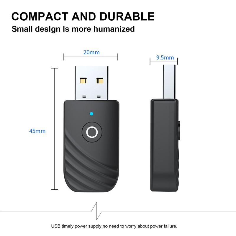 Usb Bluetooth 5.0 Chuyển Đổi Âm Thanh 3 Trong 1 Cho Tv Pc Xe Hơi 3.5mm