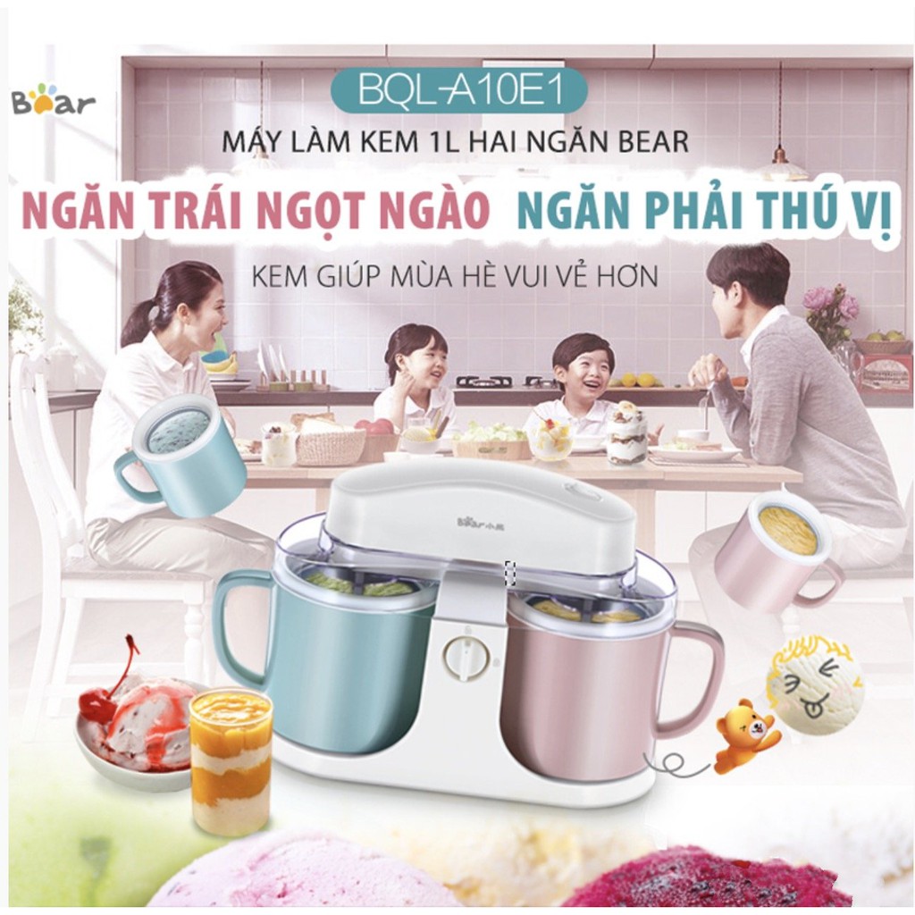 Máy Làm Kem 2 Ngăn Bear - hàng nhập khẩu