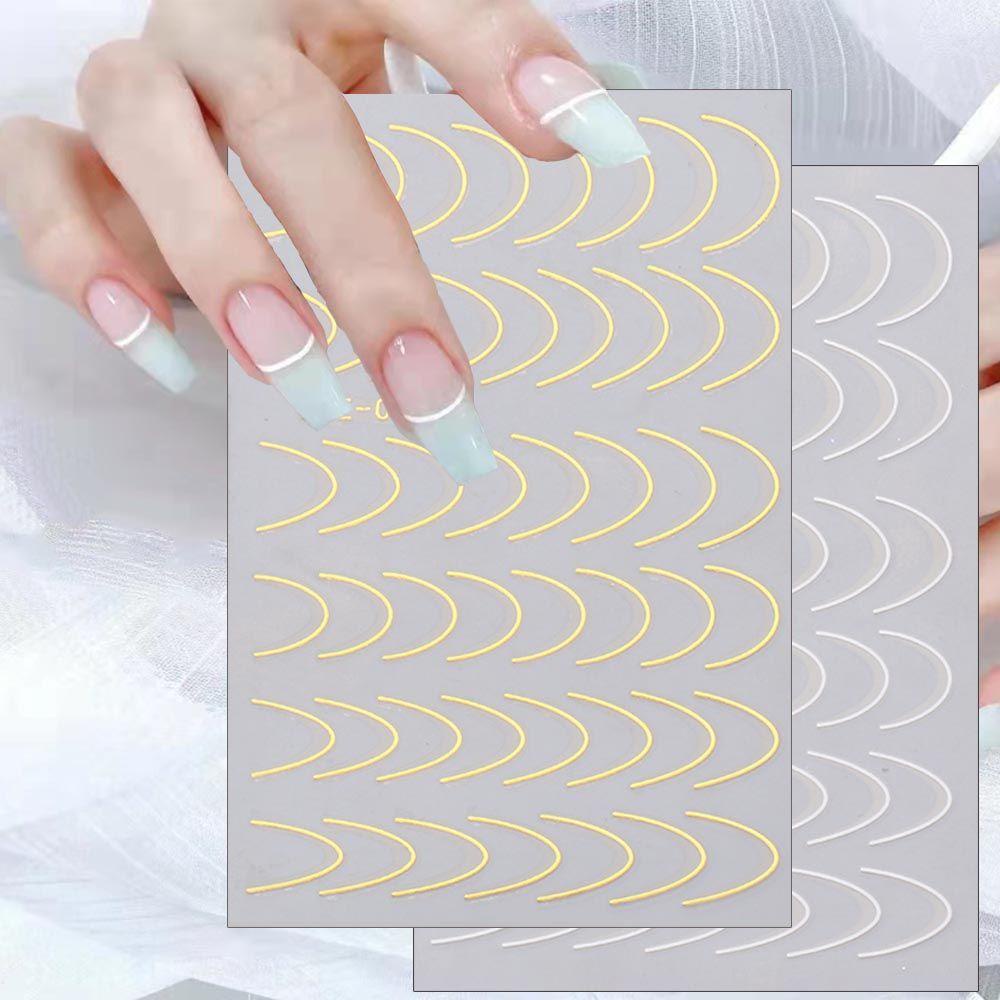 Miếng Dán Trang Trí Móng Tay Tự Dính Họa Tiết Hình Học 3D Phong Cách Pháp Cổ Điển Dành Cho Nữ