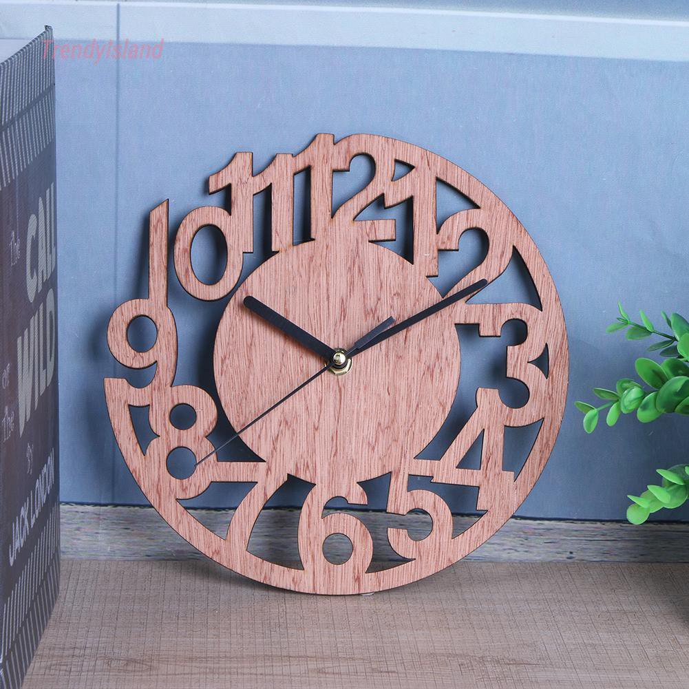 Đồng Hồ Treo Tường Hình Tròn Bằng Gỗ Tre Trang Trí Phòng Khách Phòng Ngủ