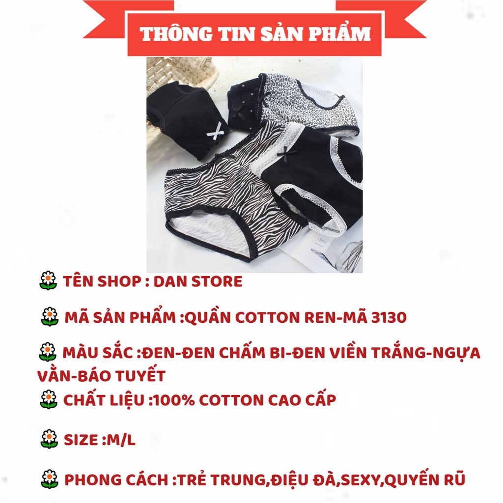 Quần Lót Nữ - Quần Lót Nữ cotton gân tăm thiết kế viền ren thoáng mát DAN STORE MÃ 3130