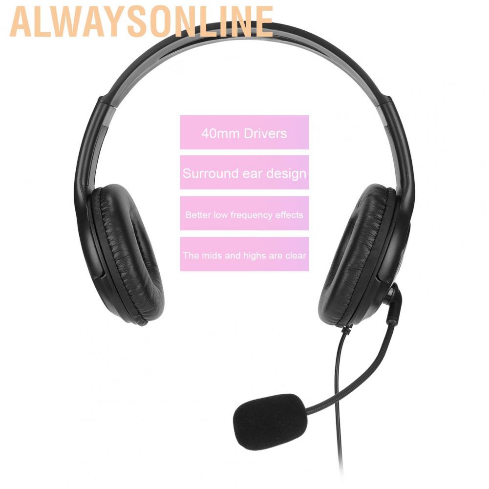 Alwaysonline Stereo Game Headphones Noise Cancelling Adjustable Microphone Mute with Mic for PC Black Blue