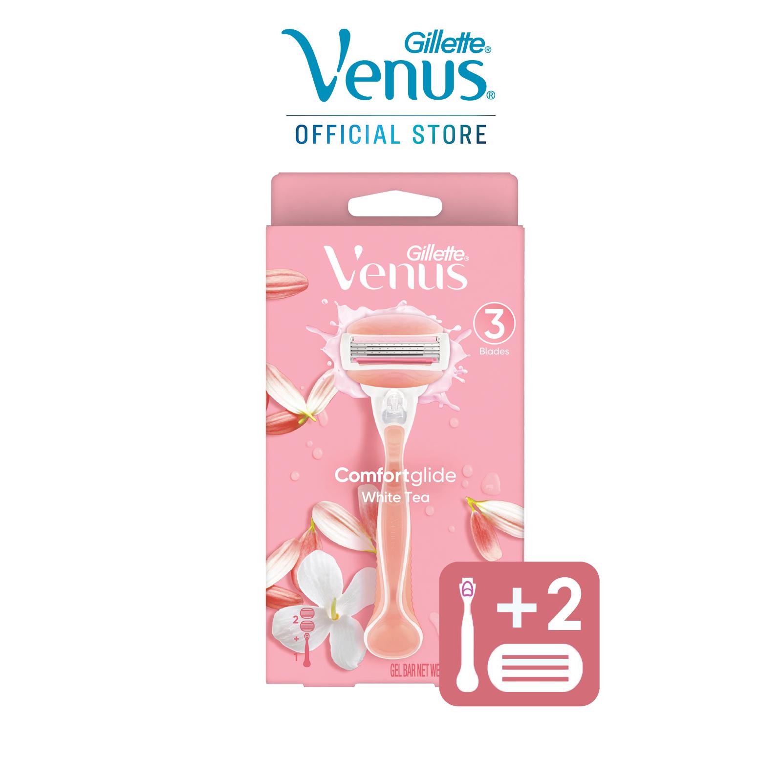 Bộ dao cạo nữ và 2 đầu dao Gillette Venus Comfortglide White Tea