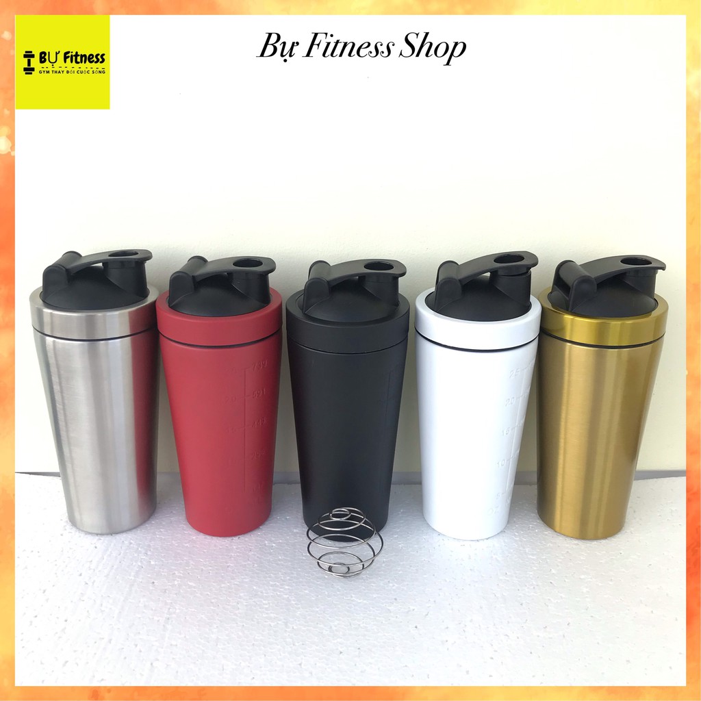 Bình lắc inox shaker dung tích 1 lít, bình nước inox tập gym 304 bền đẹp