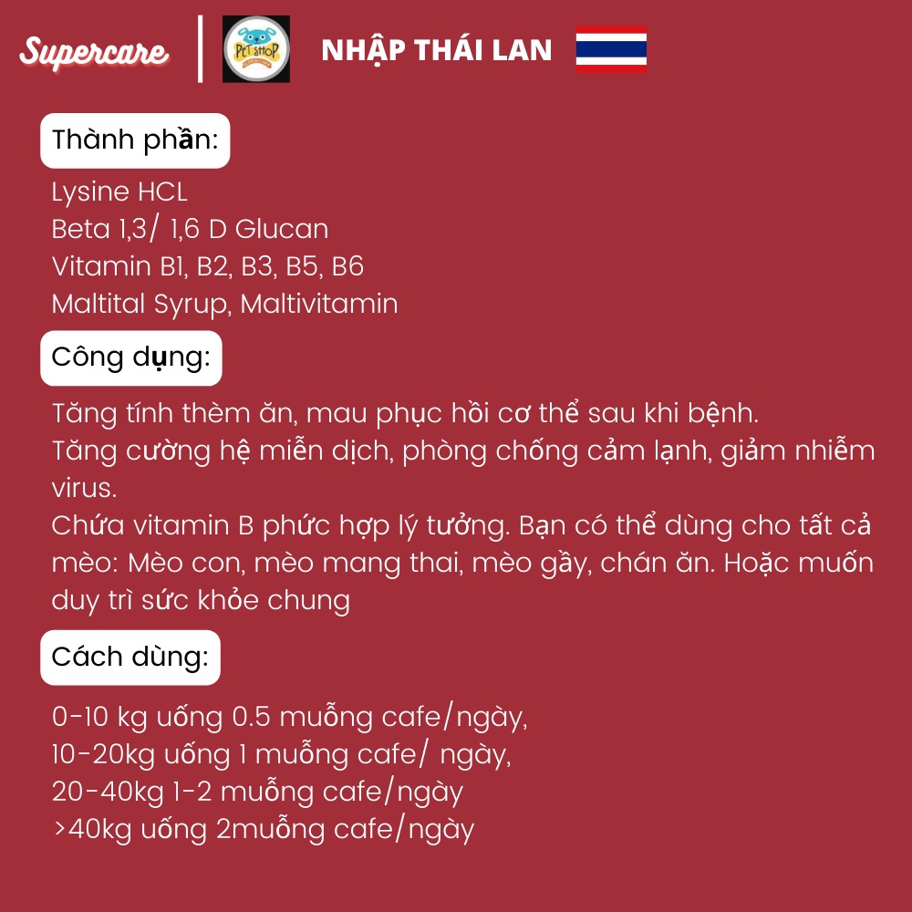 Si Rô Vitamin Kích Thèm Ăn Chó Mèo THYM MOVIT chai 100ml HSD 09.2024