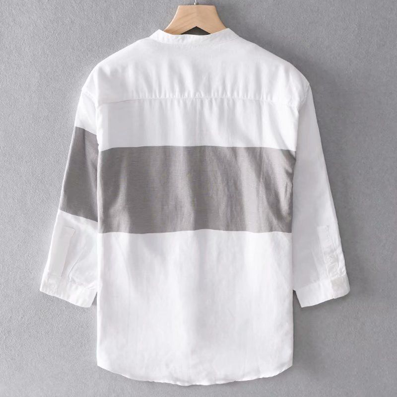Áo Sơ Mi Tay Lửng Không Cổ Nhiều Màu Sắc Thời Trang Mùa Hè Dành Cho Nam