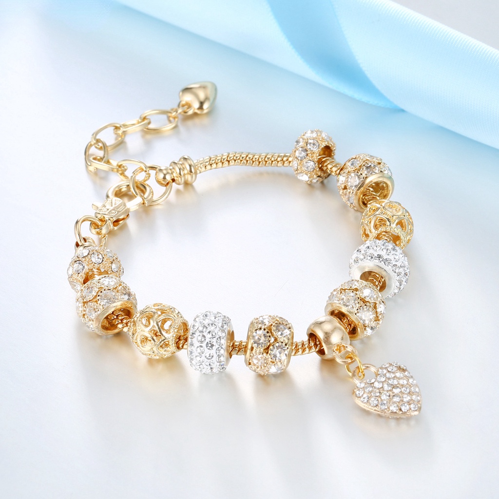 Vòng Tay Chuỗi Hạt Bằng Hợp Kim Đồng Đính Đá Zircon Cỡ Lớn Thời Trang Cho Nữ