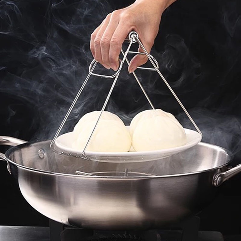 Kẹp Nồi Bát Đĩa Nóng Gấp Được Bằng Thép Không Gỉ Kẹp Khay Kẹp Chống Bỏng, Tiện Ích Nhà Bếp Công Cụ