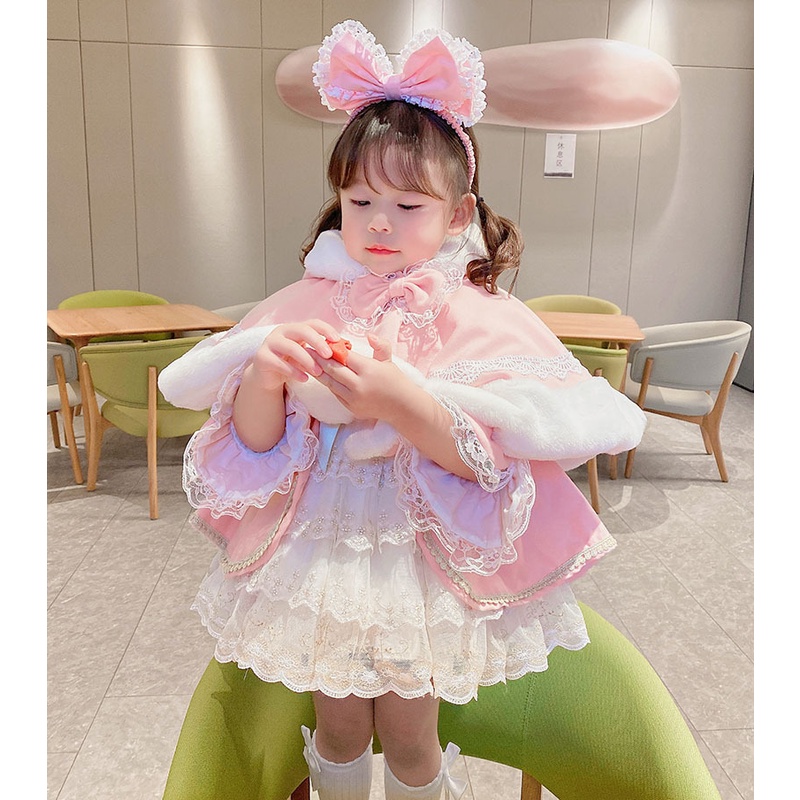 Đầm Lolita Vải Nhung Thời Trang Thu Đông Cho Bé Gái