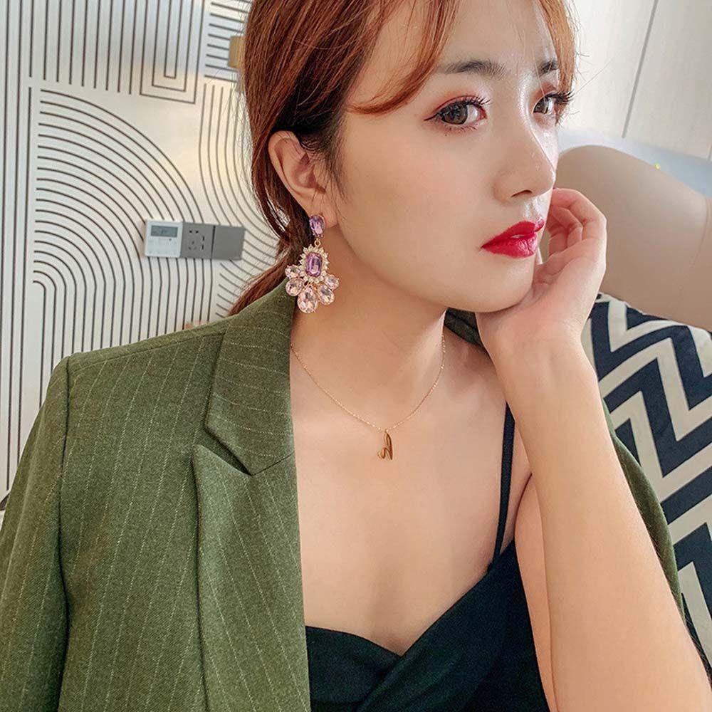 MOCHO Khuyên Tai Dáng Dài Mặt Hình Học Màu Tím Sang Trọng Thích Hợp Làm Quà Tặng Cho Bạn Gái