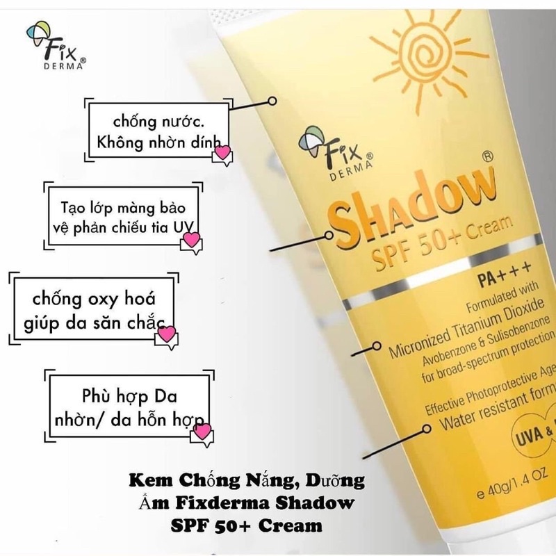 Kem Chống Nắng Cho Da Mặt Và Toàn Thân Giữ Ẩm Fixderma Shadow SPF 50+ 75g [Nhập Khẩu Chính Hãng]