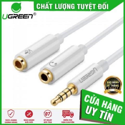 UGREEN 10789 - Dây chuyển đổi 3.5mm đực sang hai đầu Mic + Loa chuẩn 3.5mm (cái)  ✔HÀNG CHÍNH HÃNG ✔