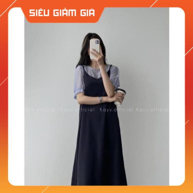 Váy Nữ 2 Dây Dáng Xòe- Kèm Áo Chấm Bi M085 -Teen 888
