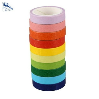 Set 10 Cuộn Băng Dính Washi Tape Màu Cầu Vồng Trang Trí Diy