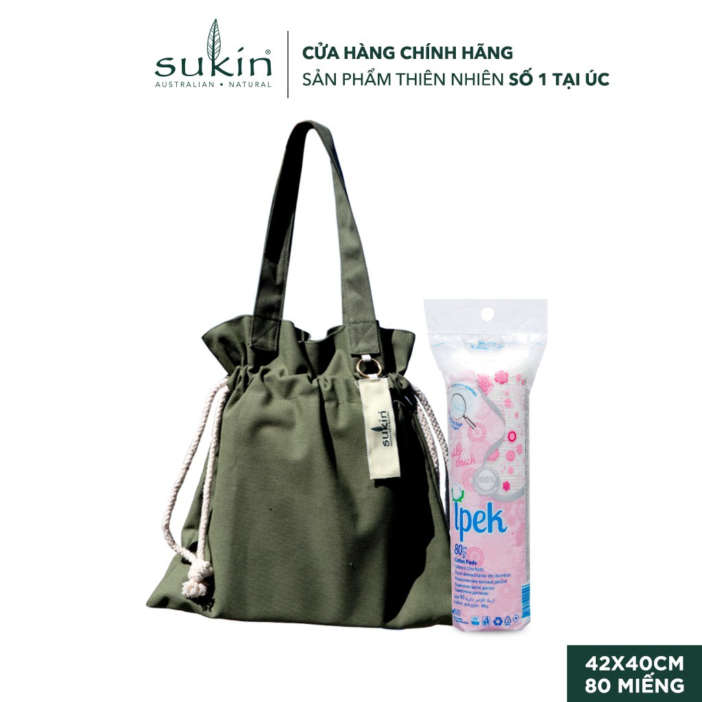 [HB Gift] Bộ Quà Tặng Làm Đẹp Túi Xách Thời Trang Sukin Bumber Tote Bag + Bông Tẩy Trang Cotton IPEK 80 Miếng