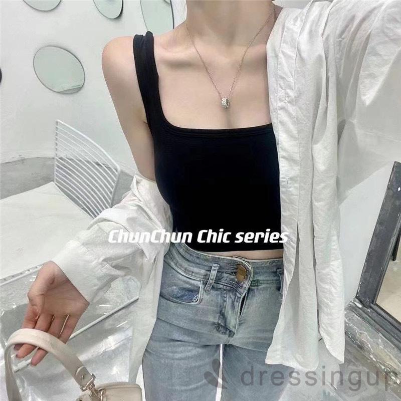 Áo croptop cổ vuông màu sắc thời trang mùa hè cho nữ