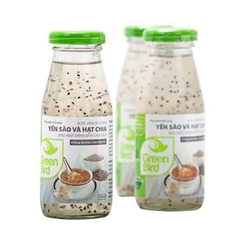 Yến Sào Và Hạt Chia GREEN BIRD Lốc 4 chai( 185ML×4)