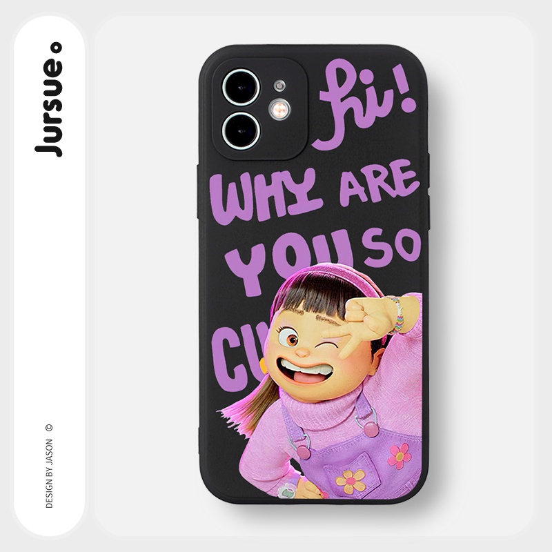 Ốp lưng JURSUE mềm hoạt hình dễ thương đẹp đen Cho iPhone 13 12 11 Pro Max SE 2020 X XR XS 8 7 ip 6S 6 Plus kute Y2132