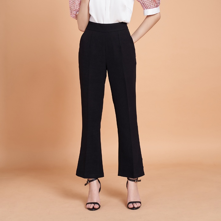Quần Âu Nữ Ống Loe, Cạp Cao, Khóa Sườn, Cúc gấu - Quần Tây nữ thiết kế | BigBuy360 - bigbuy360.vn
