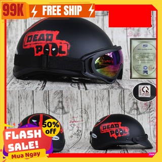 Mũ Nón 1/2 Deadpool / siêu nhân bựa + Kính uv 400