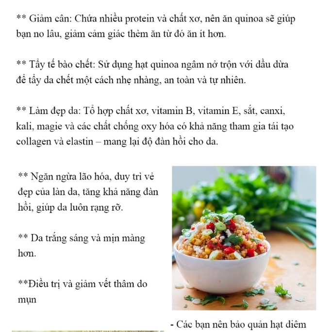 Hạt Diêm mạch trắng túi 600 gram White Quinoa