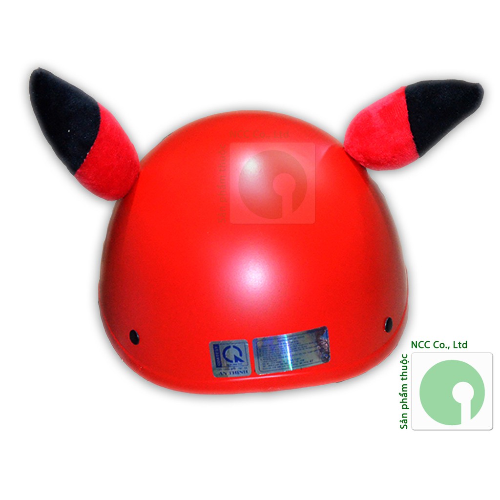 Mũ nón bảo hiểm cho bé 3-4 tuổi - Tem nhãn hình mặt và tai Pikachu mũi két - NKH-Pika-KET-D (Nhiều màu)