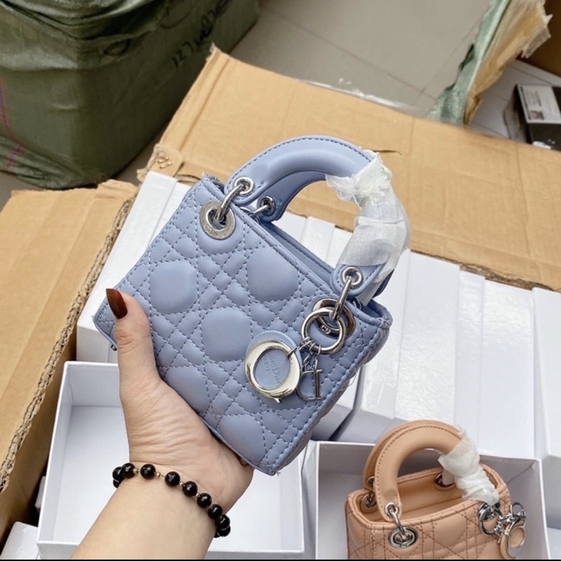 Túi D I O R lady mini zize 14 bản tag bạc siêu xinh hàng chuẩn đẹp ( full hộp )